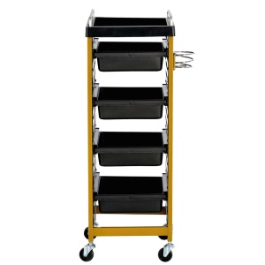 Ucenic coafor frizerie profesional, 4 sertare, BR027, negru cu auriu, plastic dur cu metal - Img 4