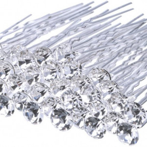 Ace de par pentru mireasa cu cristale argintii set 20buc - Img 2