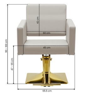 Mobilier salon coafor de Lux cu 2 scaune coafor si scafa frizerie profesionala, bej cu auriu - Img 4