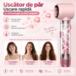 Ondulator Automat de par 5 In 1, Auto-Wrap, Uscator si Perie Cu Aer Cald, Pentru Bucle, Volum Si Indreptat parul - Img 5