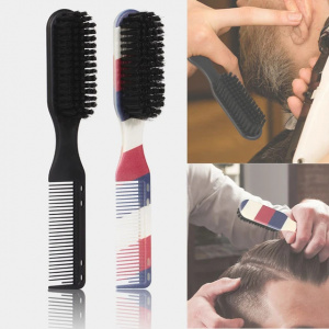 Perie barba dubla, de buzunar, cu pieptene barber, pentru fade - Img 4