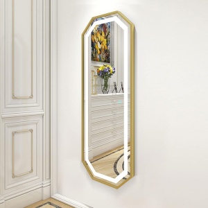 Post de lucru consola coafor Oglinda LED PS009, margine aurie, 120x60 cm, cu touch - Img 3