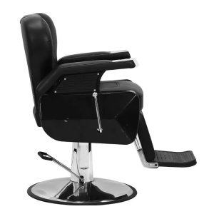 Scaun barber shop profesional, rabatabil, reglabil, cu tetiera, negru cu argintiu - Img 5