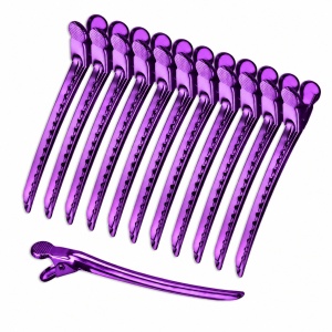 Set 12 Clipsuri Coafor Metalice Profesionale 10,5 cm – Clame Frizerie, Mov