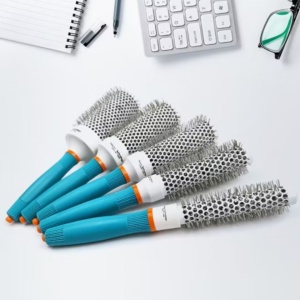 Set 5 Perii Coafor Profesionale Ceramice Ionice Rotunde Gri cu Albastru – 19, 25, 32, 45, 53 mm - Img 5