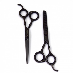 Set foarfece de tuns si filat Ghepard marime 6" Negru cu geanta depozitare frizerie - Img 3
