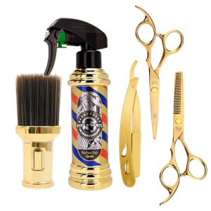 Set frizerie complet profesional cu foarfeca tuns filat, 14 piese, Gold auriu, Barber - Img 3
