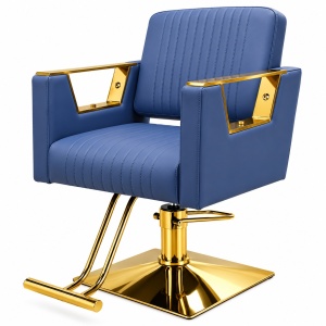 Set Mobila Salon Albastru cu Auriu – Scafă frizerie, 2 Scaune coafor albastre, 2 Oglinzi LED Gold - Img 3