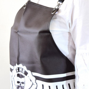 Set Sort ecopiele cu pelerina complementara Cosmo01s pentru frizerie barber unisex cu dungi, buzunare - Img 2