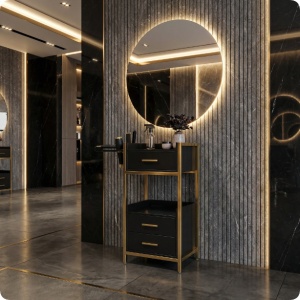 Ucenic Coafură Cosmetică Negru-Auriu | Dulap + Cărucior Salon - Img 7