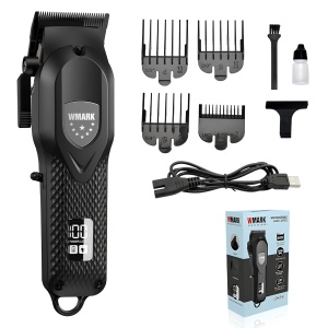WMARK NG-119 – Mașină de tuns profesională Zero Gapped, 440C Stainless Steel, 7000 RPM, 240 min autonomie - Neagra