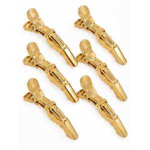 Clipsuri coafor, profesionale, set 6 bucati, tip crocodil, culoare Gold metalizat.