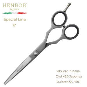 Foarfecă de Tuns Profesională Henbor Special Line 6.0" – Oțel Inoxidabil 420, 56 HRC, Fabricată în Italia