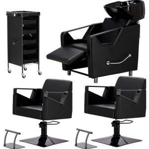 Mobila salon infrumusetare cu scafa coafor si 2 scaune coafor plus ucenic frizerie