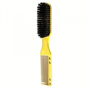 Perie barba aurie Gold, dimensiuni mici, de buzunar cu pieptene
