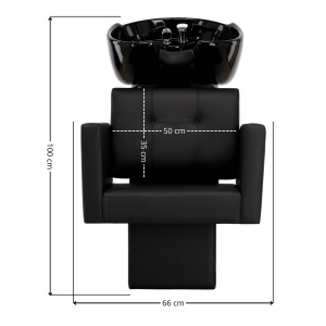 Scafa frizerie coafor, cu bazin din ceramica, Neagra, Profesionala, Universala - Img 2