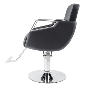 Scaun coafor hidraulic profesional, negru cu argintiu - Img 3