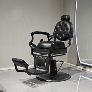 Scaun frizerie Kingsley negru profesional – reglaj hidraulic, spătar ergonomic, bază stabilă - Img 6