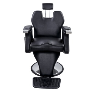 Scaun frizerie profesional, rabatabil, reglabil, cu tetiera, negru cu argintiu - Img 2