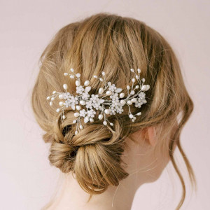 Set cap manechin cu par Blond, Bride, cu pieptan mireasa si ace coc nunta - Img 7