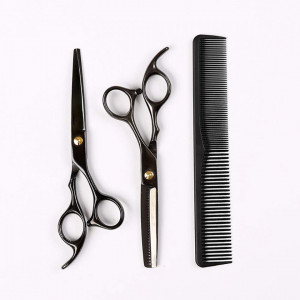 Set complet kit ustensite accesorii frizerie coafor NECK cu foarfeca de tuns si filat - Img 6
