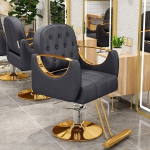 Set complet mobilier coafor cu 2 posturi de lucru – negru cu gold, cu scafa frizerie, scaune coafor si oglinzi - Img 8