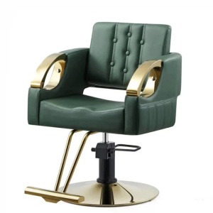 Set complet mobilier coafor cu scaun verde cu auriu și scafă profesională - Img 2