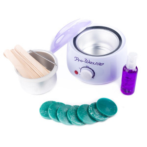 Set epilare complet cu incalzitor ceara ProVax SEP1DV, Ceara refolosibila discuri roz 1 kg, spatule