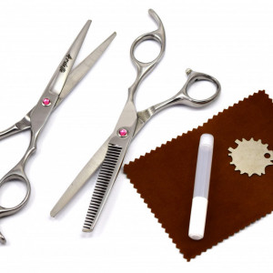 Set frizerie Ardette, Kids01, cu foarfeca de tuns si filat, pelerina tuns printese, pulverizator si 10 piepteni pentru copii - Img 3
