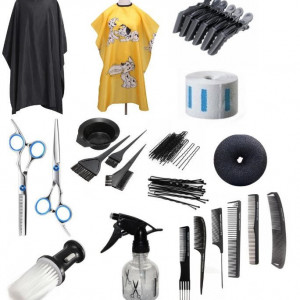 Set frizerie coafor Ferros1 cu foarfeca tuns filat pelerina tuns copii - Img 1