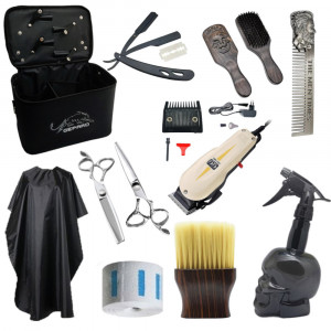 Set frizerie Complex cu foarfeca tuns filat masina tuns si geanta coafor - Img 1