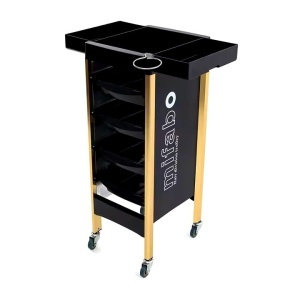 Set Mobilier Coafor – Scafa frizerie, 3 Scaune coafor visinii, 3 Oglinzi Led, Bordo cu Auriu - Img 6