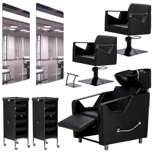 Set mobilier coafor si frizerie cu scafa, scaune, oglinzi salon