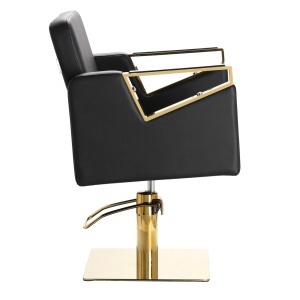 Set Mobilier frizerie cu 2 scaune coafor si scafa frizerie profesionala, negru cu auriu - Img 7