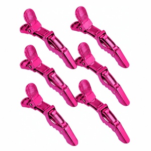 Clipsuri Coafor pentru par Profesionale – Set 6 Bucăți, Tip Crocodil, Fuxi Metalizat