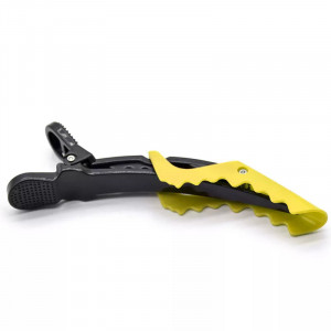 Clipsuri frizerie set 30 bucati crocodil negru cu galben in cutie de plastic - Img 2