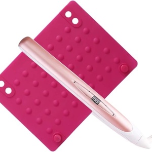 Covoras din silicon protectie termica pentru placa de par, ondulator, roz, 25x18cm