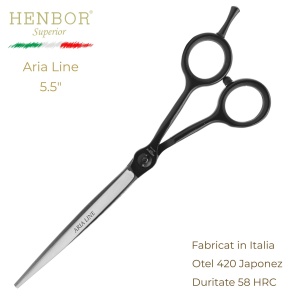 Foarfecă de Tuns Profesională Henbor Aria Line 5.5" – Oțel Inoxidabil 420, 58 HRC, Fabricată în Italia