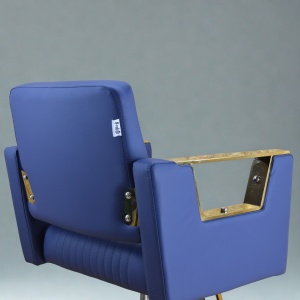 Mobilier frizerie cu scafă și 2 scaune coafor, Albastru închis cu Auriu Gold – Set profesional salon - Img 5