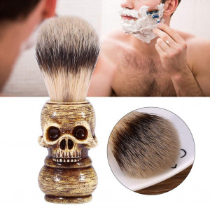 Pamatuf barbierit clasic, Model retro cap schelet craniu, maner sculpta de lemn - Img 1