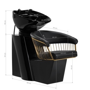 Scafa frizerie coafor, neagra cu auriu, Quinn, Baza Acrilica - Img 2