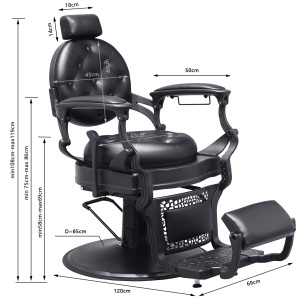 Scaun frizerie Kingsley negru profesional – reglaj hidraulic, spătar ergonomic, bază stabilă - Img 9