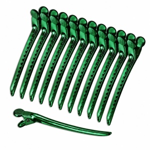 Set 12 Clipsuri Coafor Metalice Profesionale 10,5 cm – Clame Frizerie, Verde