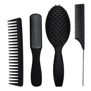 Set 4 perii coafor si piepteni frizerie, negri