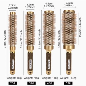 Set 4 Perii Rotunde Profesionale Coafor XXL – Aurii, 25/32/45/53 mm, Corp Lung 31-32 cm - Img 4