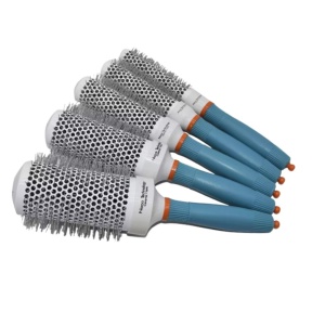 Set 5 Perii Coafor Profesionale Ceramice Ionice Rotunde Gri cu Albastru – 19, 25, 32, 45, 53 mm - Img 9