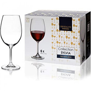 Set 6 pahare vin rosu Bohemia Sylvia, cristalin, 450 ml