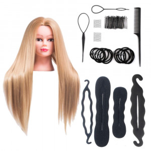 Set cap manechin cu par Blond Auriu, Maya, pentru frizerie coafor - Img 1