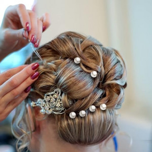 Set cap manechin cu par Blond, Bride, cu pieptan mireasa si ace coc nunta - Img 8