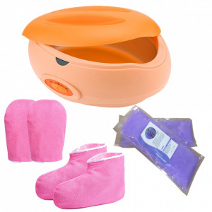 Set complet cu aparat pentru incalzit ceara parafina mare 3L si manusi, botosi, 2 plicuri parafina